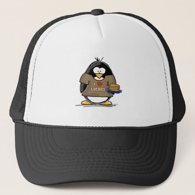 Gorra De Camionero Amo el pingüino de los Latkes (Anverso)