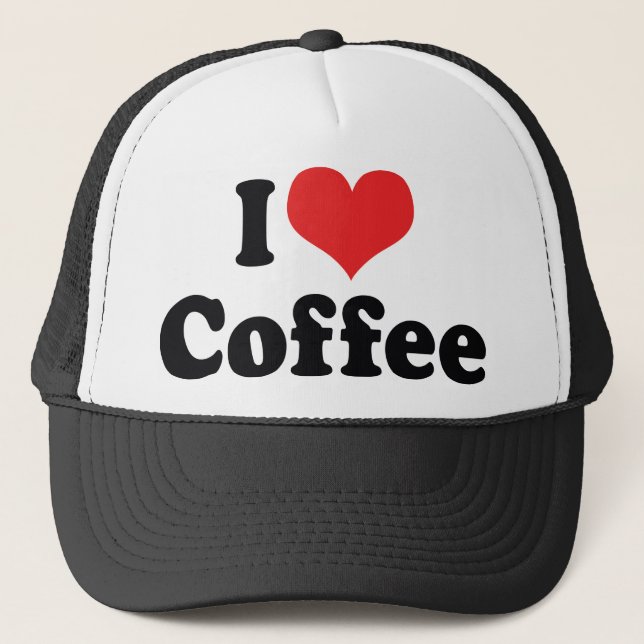 Gorra De Camionero Amo Heart Coffee - Amante de la cafeína de Java (Anverso)