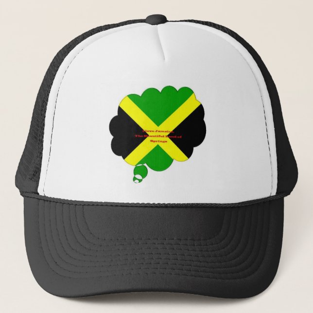 Gorra De Camionero Amo Jamaica. La hermosa tierra de las manantiales (Anverso)