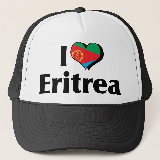 Gorra De Camionero Amo la bandera de Eritrea (Anverso)