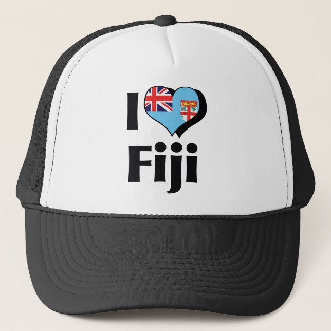 Gorra De Camionero Amo la bandera de Fiji (Anverso)
