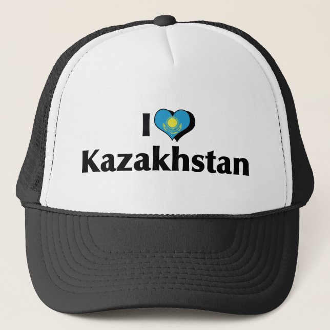 Gorra De Camionero Amo la bandera de Kazajistán (Anverso)