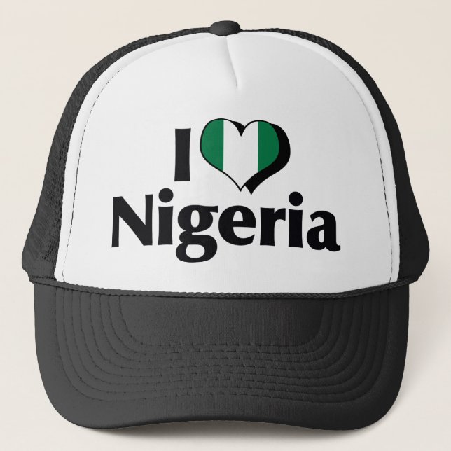 Gorra De Camionero Amo la bandera de Nigeria (Anverso)