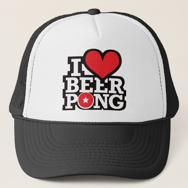 Gorra De Camionero Amo la cerveza Pong v2 - rojo (Anverso)