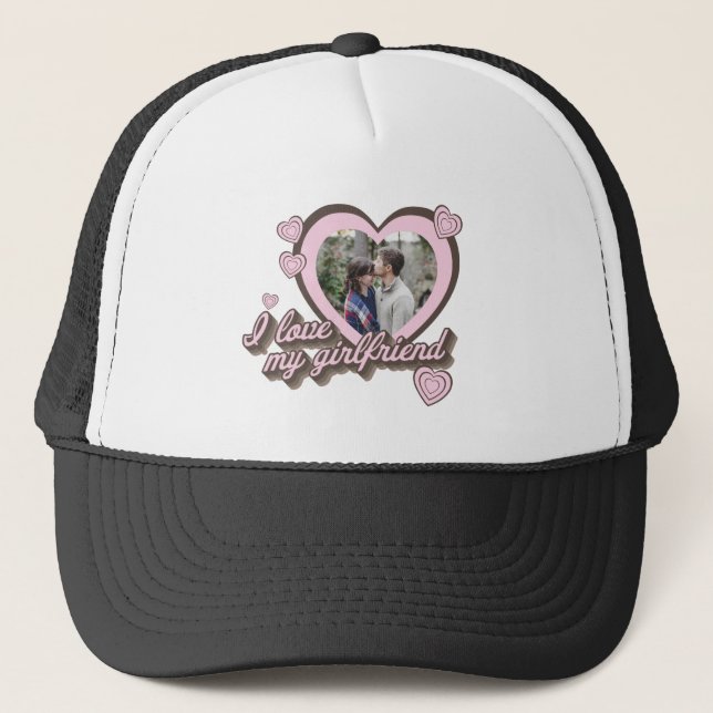 Gorra De Camionero Amo la foto de mi novia Personalizado (Anverso)