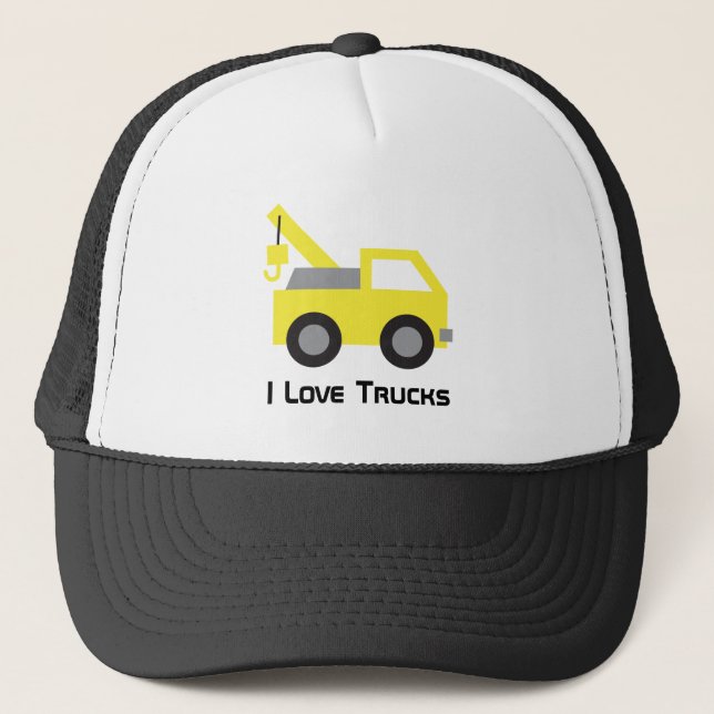 Gorra De Camionero Amo los camiones, vehículo amarillo lindo para (Anverso)