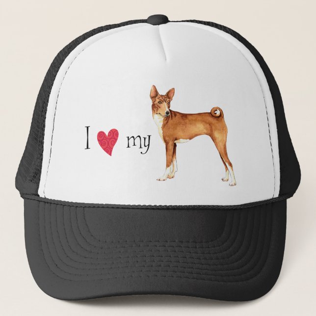 Gorra De Camionero Amo mi Basenji (Anverso)
