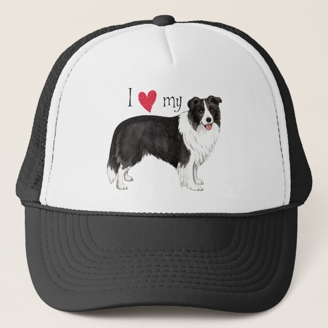 Gorra De Camionero Amo mi border collie (Anverso)