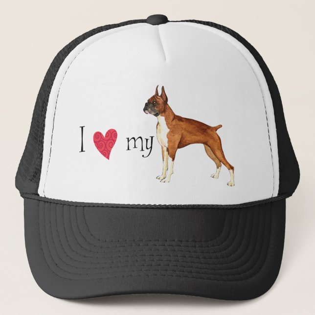 Gorra De Camionero Amo mi Boxer (Anverso)