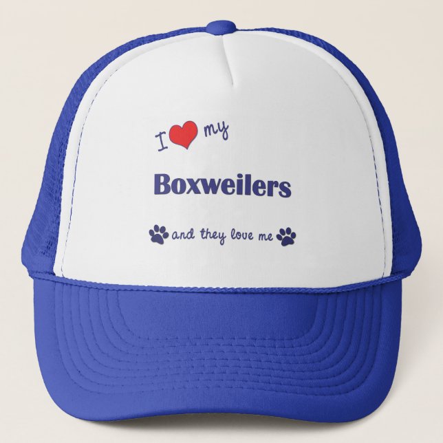 Gorra De Camionero Amo mi Boxweilers (los perros múltiples) (Anverso)