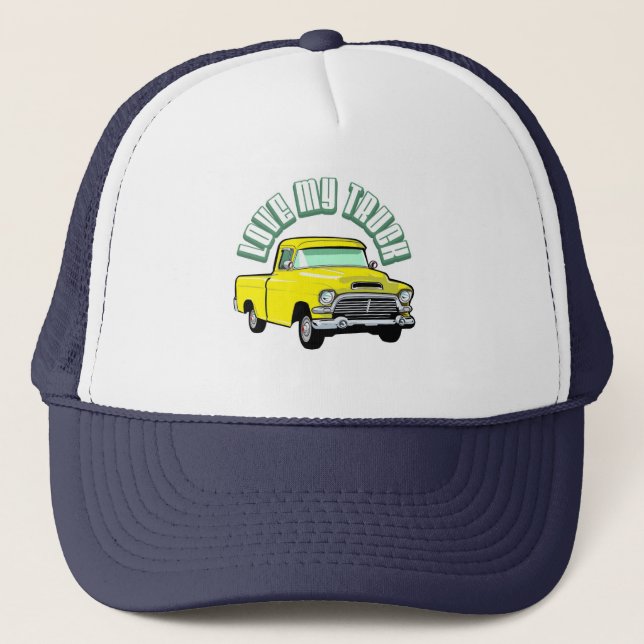 Gorra De Camionero Amo mi camión - viejo, recogida amarilla clásica (Anverso)
