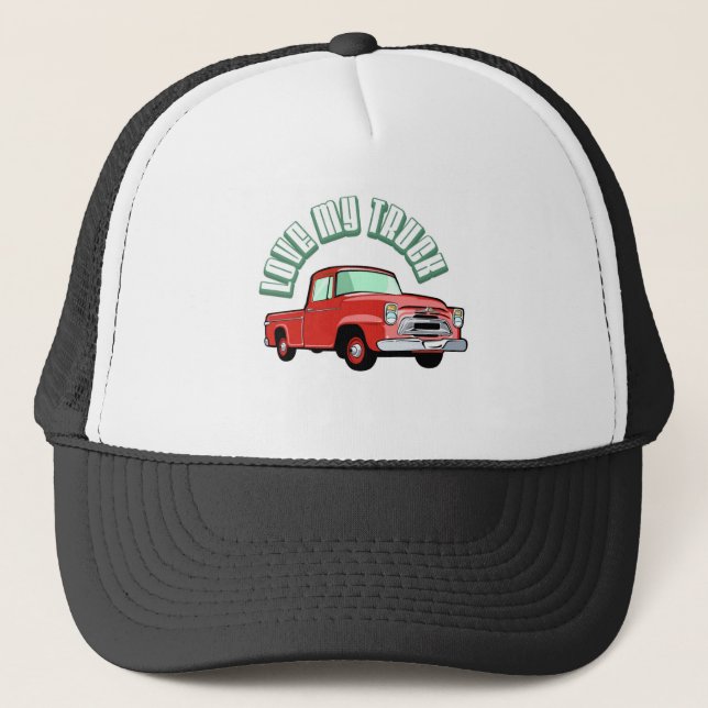 Gorra De Camionero Amo mi camión - viejo, recogida roja clásica (Anverso)