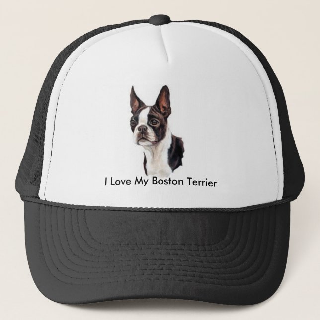 Gorra De Camionero Amo mi casquillo de Boston Terrier (Anverso)