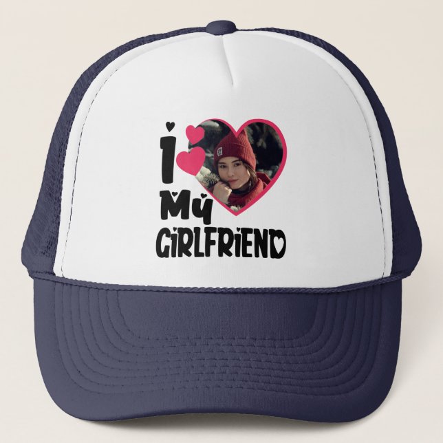 Gorra De Camionero Amo mi foto personalizada de novia (Anverso)