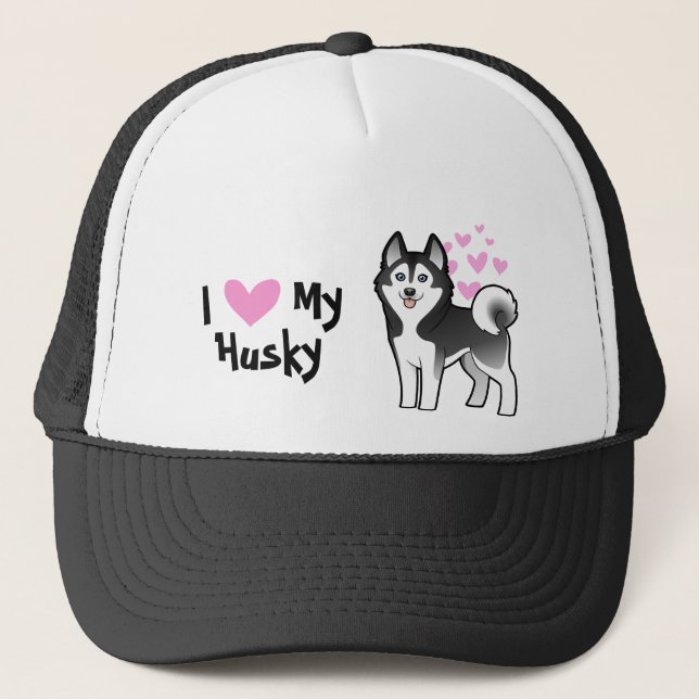 Gorra De Camionero Amo mi husky siberiano/Malamute de Alaska (Anverso)