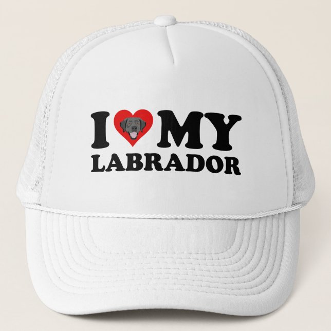 Gorra De Camionero Amo Mi Laboratorio Negro Labrador (Anverso)