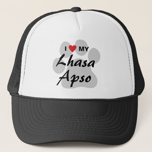 Gorra De Camionero Amo mi Lasa Apso Pawprint (Anverso)