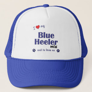 Gorra De Camionero Amo mi mezcla azul de Heeler (el perro masculino)