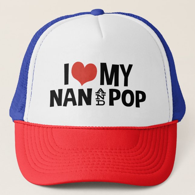 Gorra De Camionero Amo mi Nan y mi Pop (Anverso)