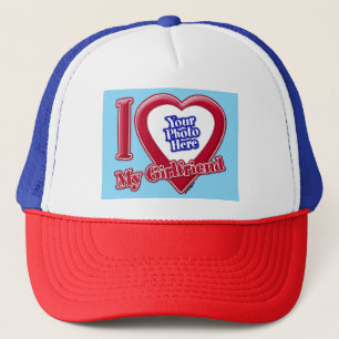 Gorra De Camionero Amo Mi Novia Foto Corazón Rojo Turquesa