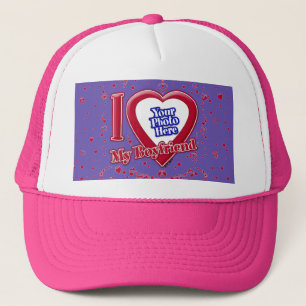Gorra De Camionero Amo Mi Novio Foto Corazón Rojo Púrpura