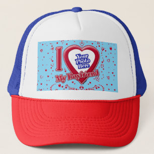 Gorra De Camionero Amo Mi Novio Foto Corazón Rojo Turquesa