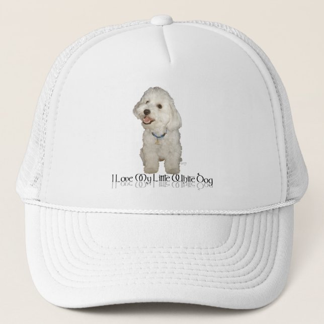 Gorra De Camionero Amo Mi Perro Blanco Pequeño - Habanés (Anverso)
