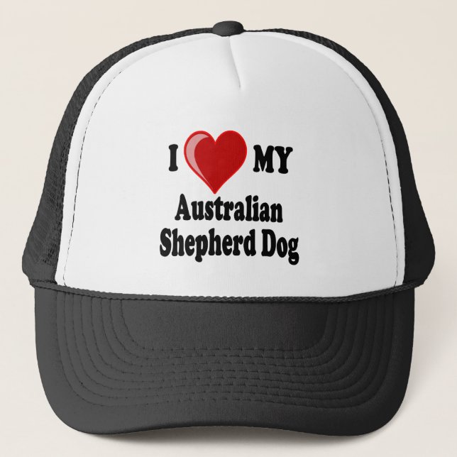 Gorra De Camionero Amo mi perro de pastor australiano (Anverso)