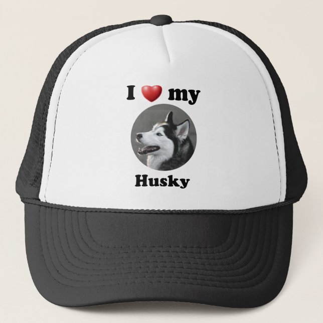 Gorra De Camionero Amo mi perro esquimal (Anverso)