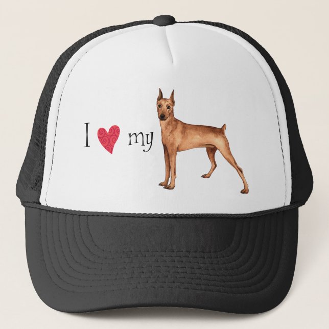 Gorra De Camionero Amo mi Pinscher alemán (Anverso)