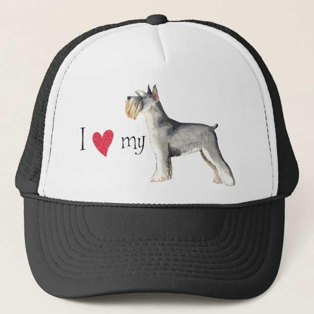 Gorra De Camionero Amo mi Schnauzer en miniatura (Anverso)