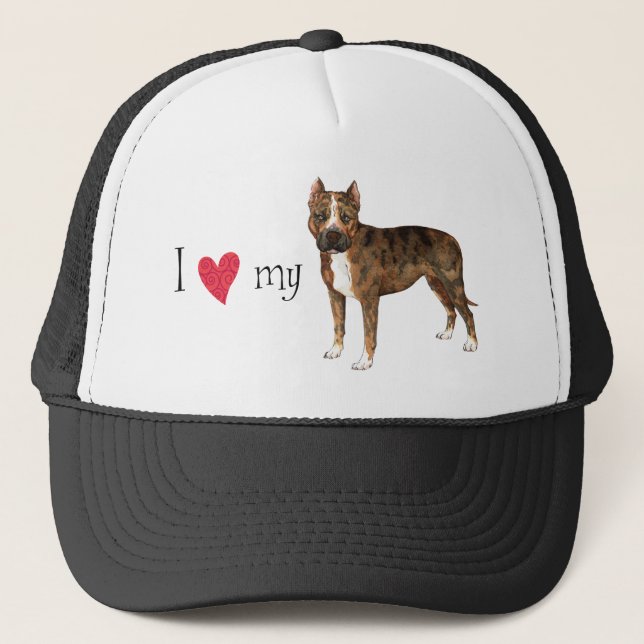 Gorra De Camionero Amo mi Staffordshire Terrier americano (Anverso)