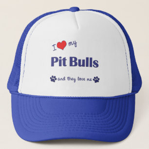 Gorra De Camionero Amo mis pitbulls (los perros múltiples)