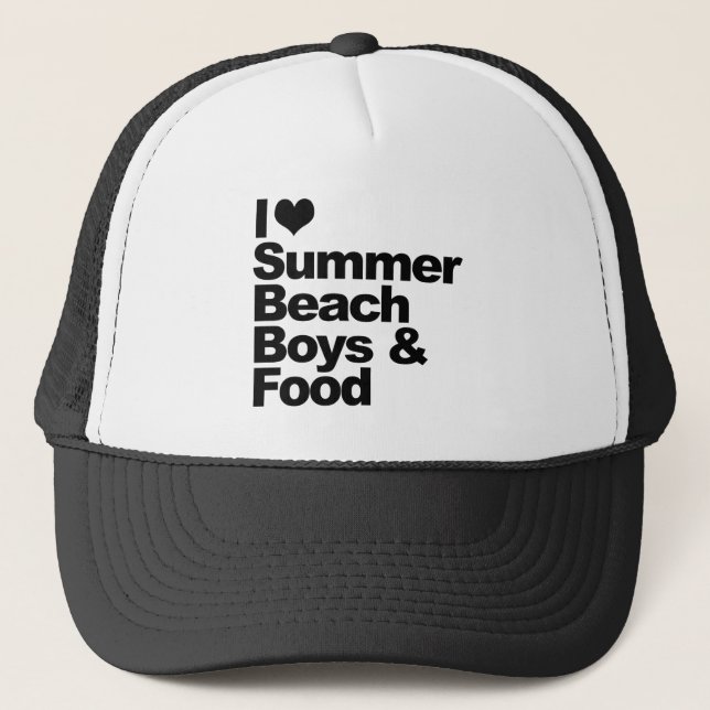 Gorra De Camionero Amo muchachos y la comida de la playa del verano (Anverso)