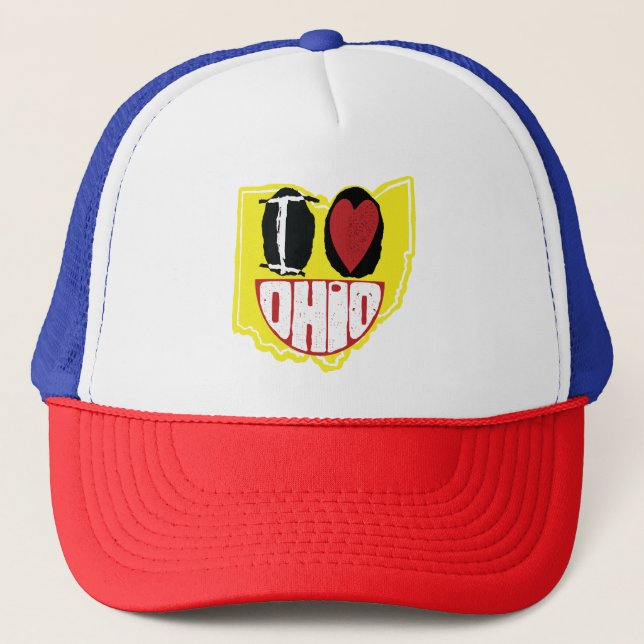 Gorra De Camionero Amo Ohio Sonriendo Cara Feliz (Anverso)