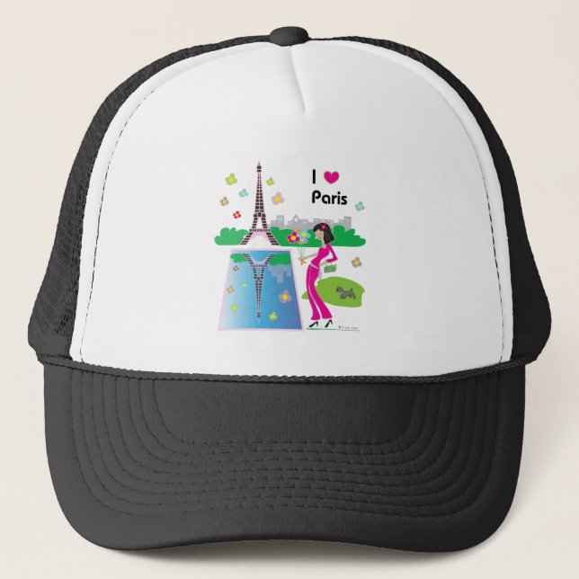 Gorra De Camionero Amo París, Francia (Anverso)