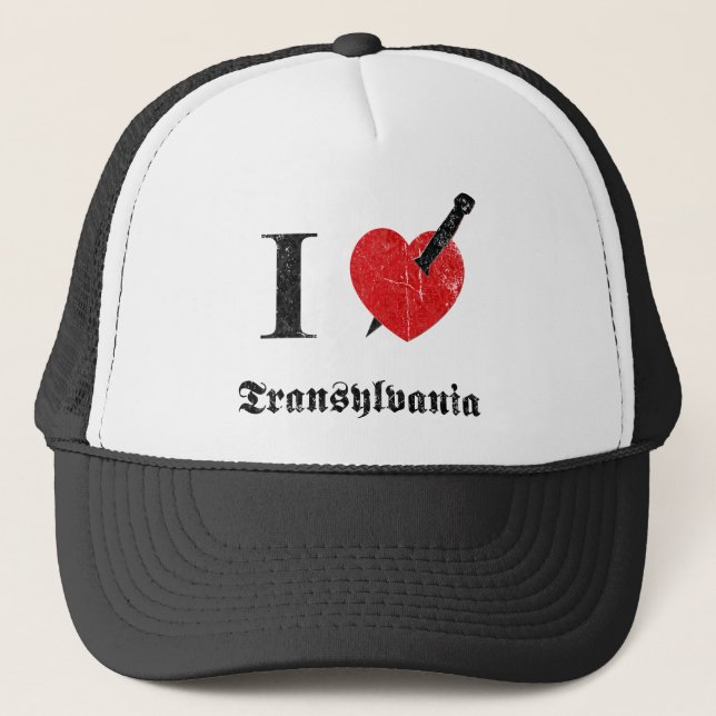 Gorra De Camionero Amo Transilvania (la fuente erosionada negro) (Anverso)