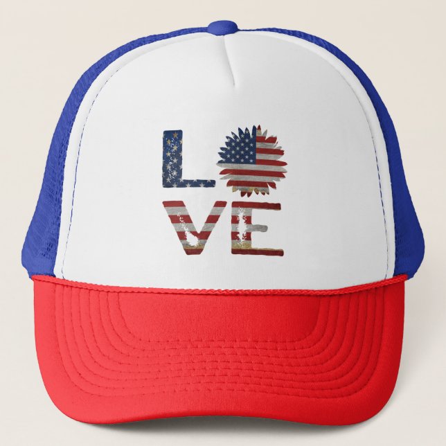 GORRA DE CAMIONERO AMOR 4 DE JULIO REGALO PATRIÓTICO (Anverso)