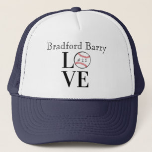 Gorra De Camionero Amor al béisbol: Personaliza con nombre y número