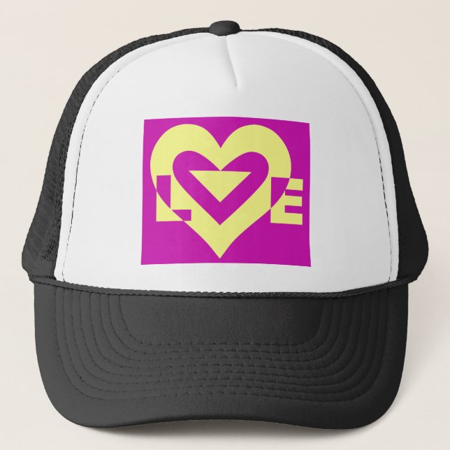Gorra De Camionero Amor Amarillo en Púrpura (Anverso)