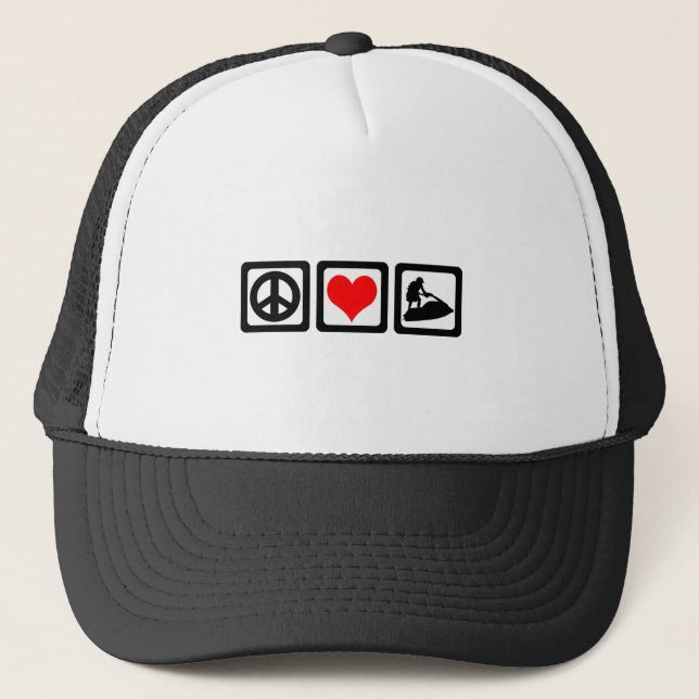 Gorra De Camionero Amor de la paz jetskiing (Anverso)