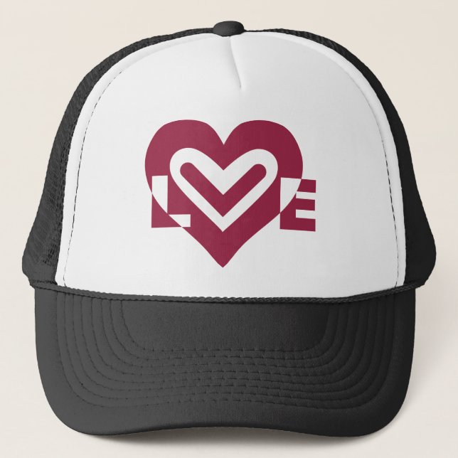 Gorra De Camionero Amor en púrpura de vino (Anverso)
