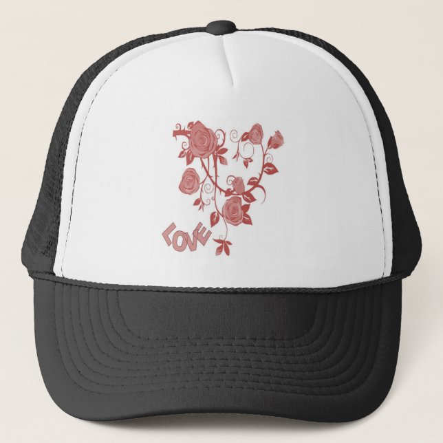 Gorra De Camionero Amor floral rosado (Anverso)