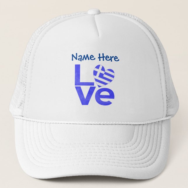 Gorra De Camionero Amor Griego Personalizado Azul  (Anverso)