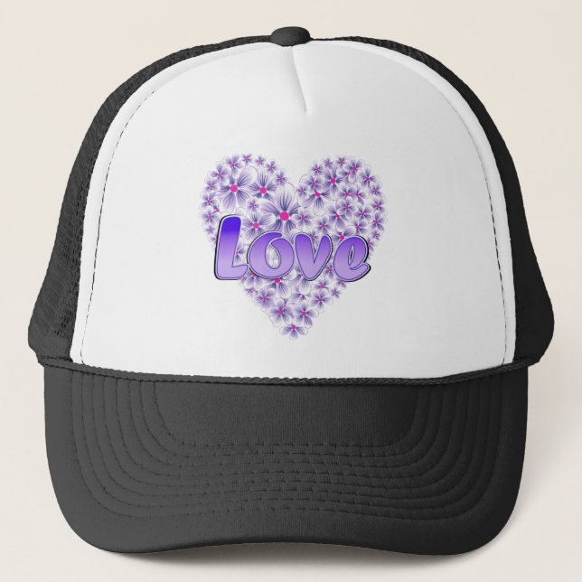 Gorra De Camionero Amor morado y margaritas (Anverso)