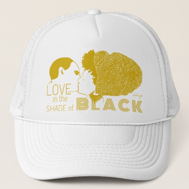 GORRA DE CAMIONERO AMOR NEGRO EN ORO (Anverso)