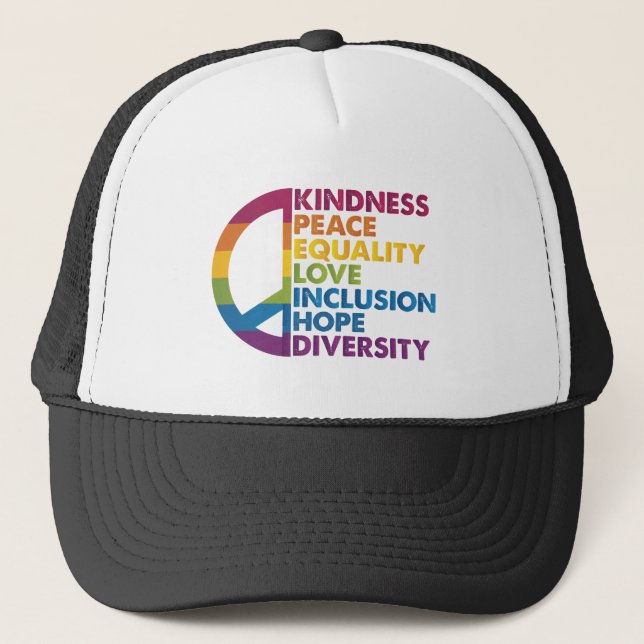 Gorra De Camionero Amor por la Paz Igualdad Inclusión Esperanza Diver (Anverso)