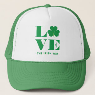 Gorra De Camionero Amor Trébol de Shamrock Irlandés Texto Personaliza
