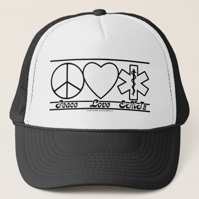 Gorra De Camionero Amor y EMTs de la paz (Anverso)