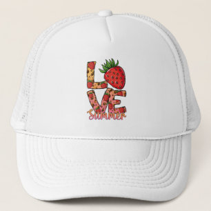 Gorra De Camionero Amor y verano Rosa y marrón Fresca fresa